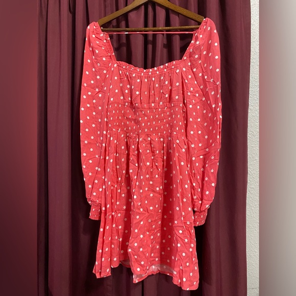 AFRM Dresses & Skirts - AFRM Coral polka dot mini dress size L